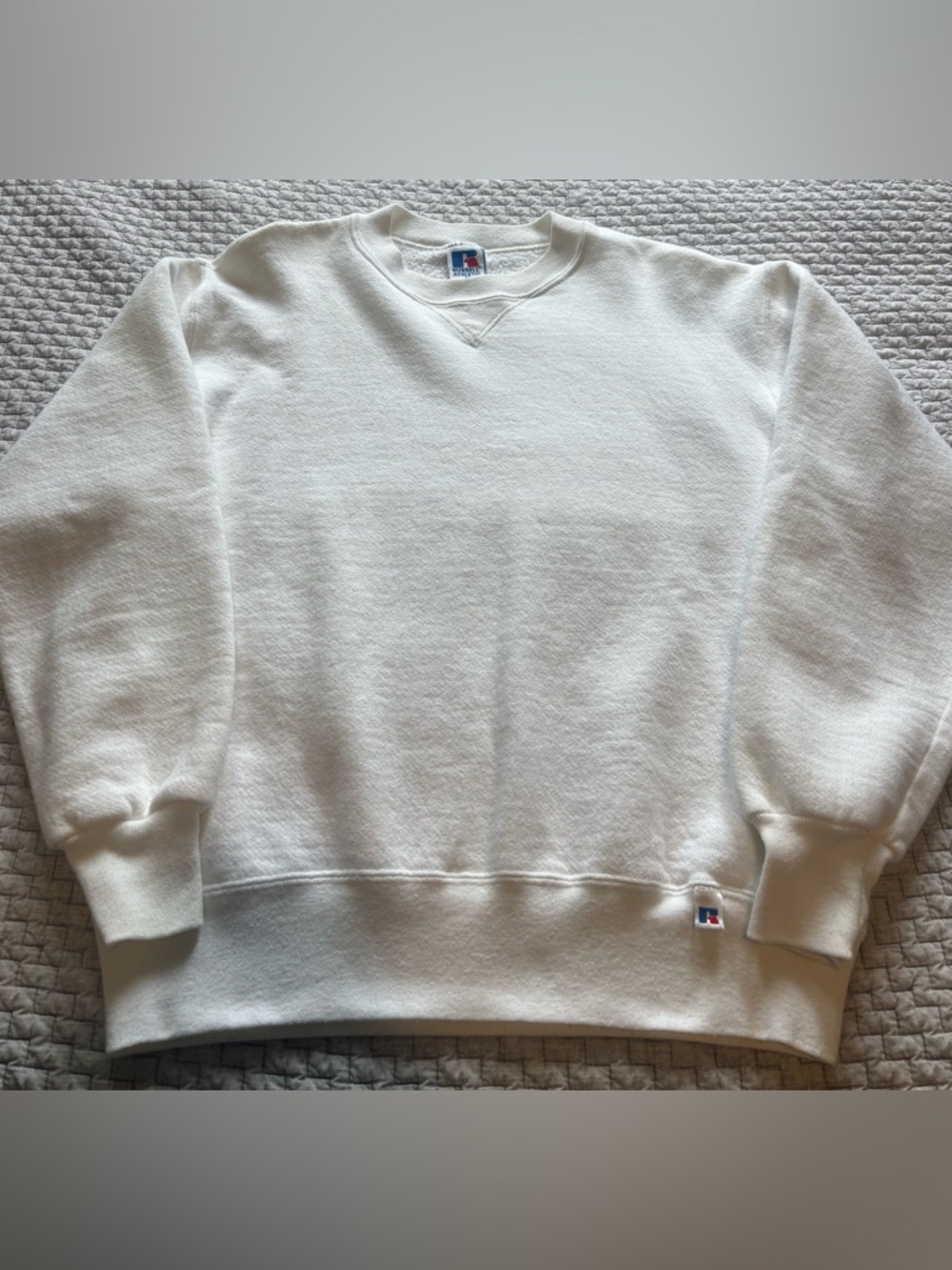 Vintage Russell Athletic White Blank Crewneck Size Medium